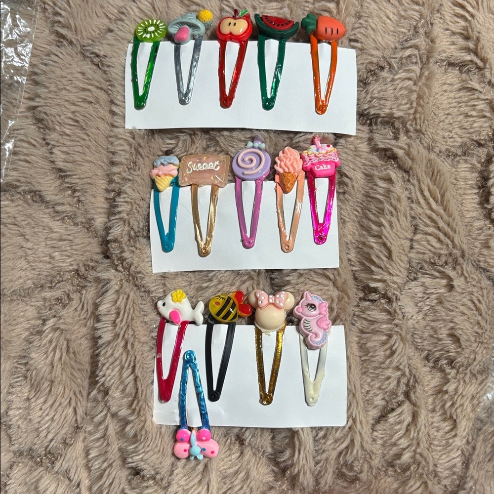 Sweet Treat Hair, fruit veggie & animals hairclips for kids bundle (handmade)
